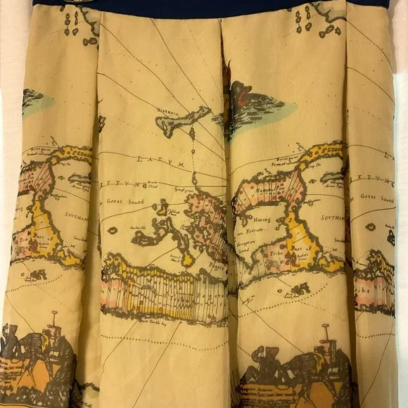 Vintage Map Print Skirt - Picture 3 of 9